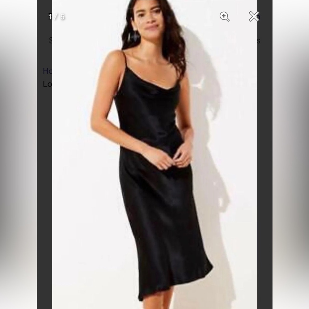 LOFT Black Cowl Neck Satin Slip Dress